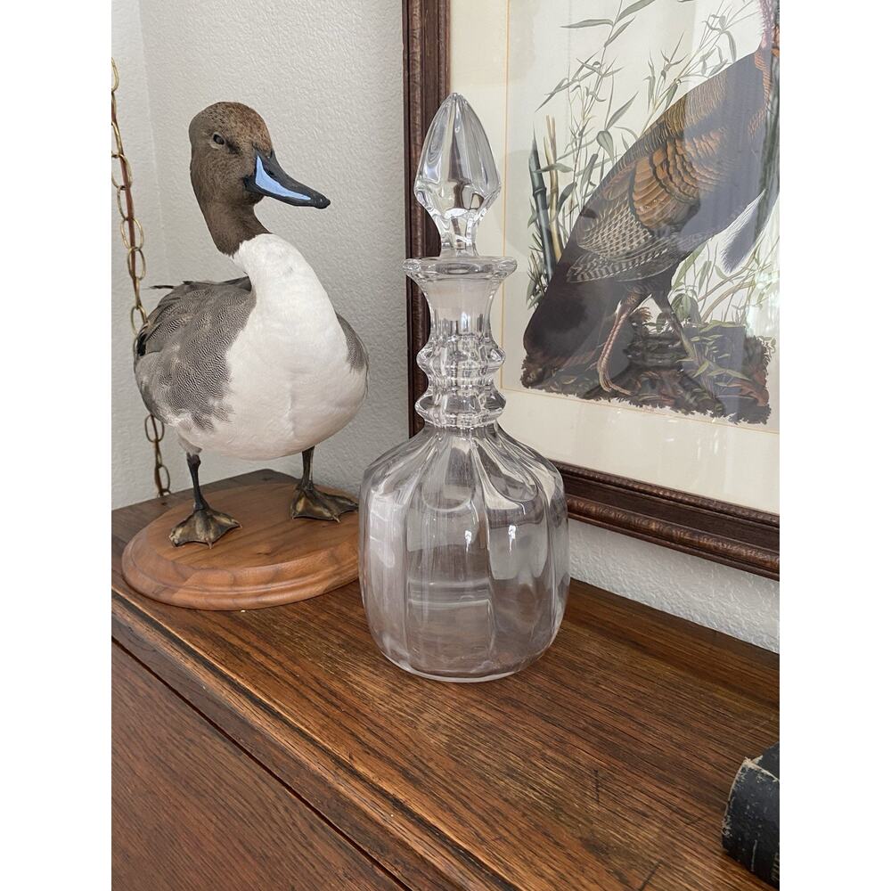 Vintage Handblown Glass Thumbprint Decanter With Stopper